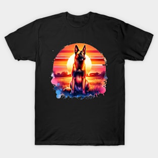 Watercolor Belgian Malinois Sunset T-Shirt